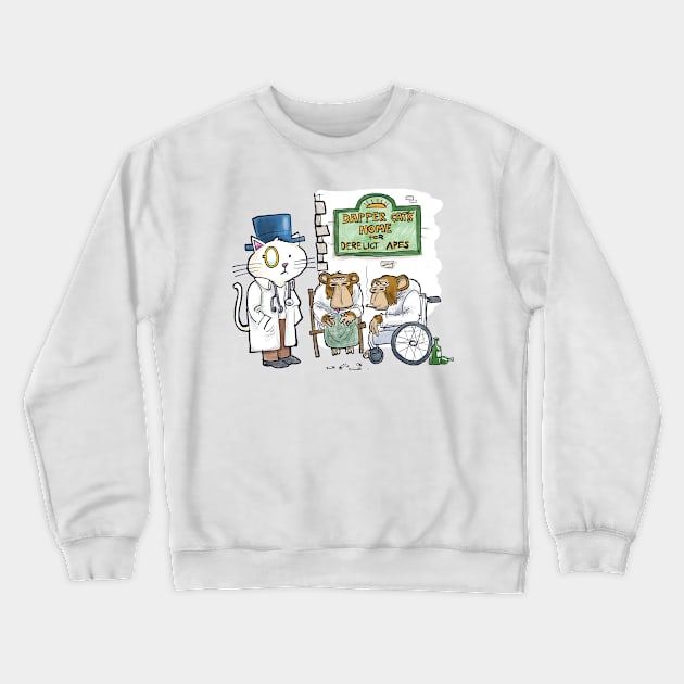 Dapper Cat - Home for derelict apes Crewneck Sweatshirt by johnnybuzt